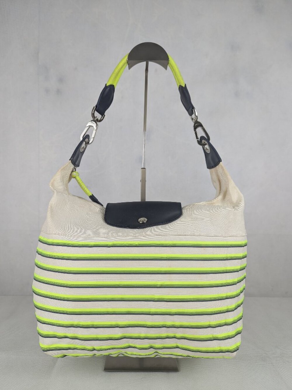 Longchamp Le Pliage Marinière hobo Canvas bag Ivory - Authentic - Made in France